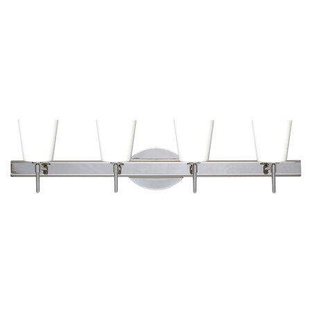 Besa Lighting Canto 5 Vanity, Opal Matte, Chrome Finish, 4x5W LED 4SW-513107-LED-CR